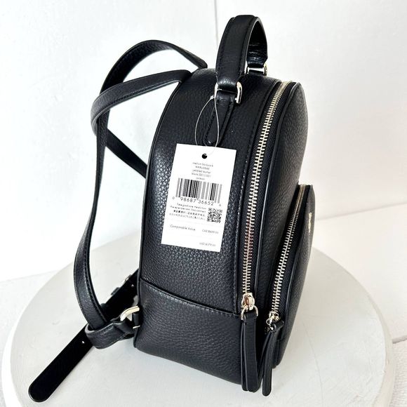 Kate Spade Jackson Women’s Noir Black Pebble Leather Medium Backpack NEW - Picture 7 of 14